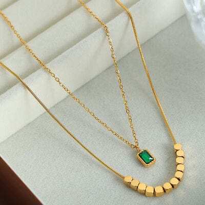 18K Gold-Plated Double-Layered Necklace - Trendsi - Flyclothing LLC