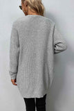 Rib-Knit Open Front Pocketed Cardigan - Trendsi