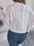 Cable-Knit Buttoned Round Neck Sweater - Trendsi - Flyclothing LLC