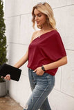 Single Shoulder Half Sleeve T-Shirt - Trendsi - Flyclothing LLC