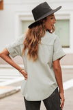 Button Front Collared Short Sleeve Shirt - Trendsi
