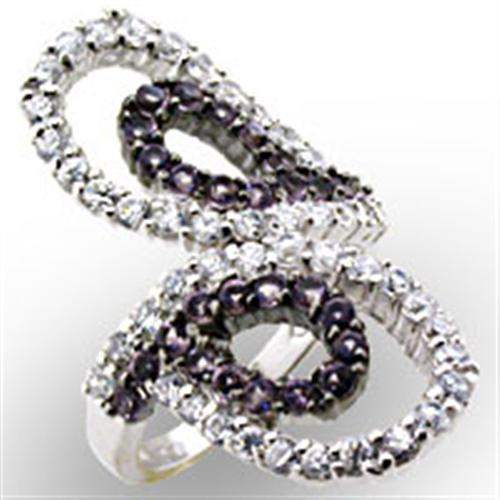 Alamode High-Polished 925 Sterling Silver Ring with AAA Grade CZ in Amethyst - Alamode - Flyclothing LLC