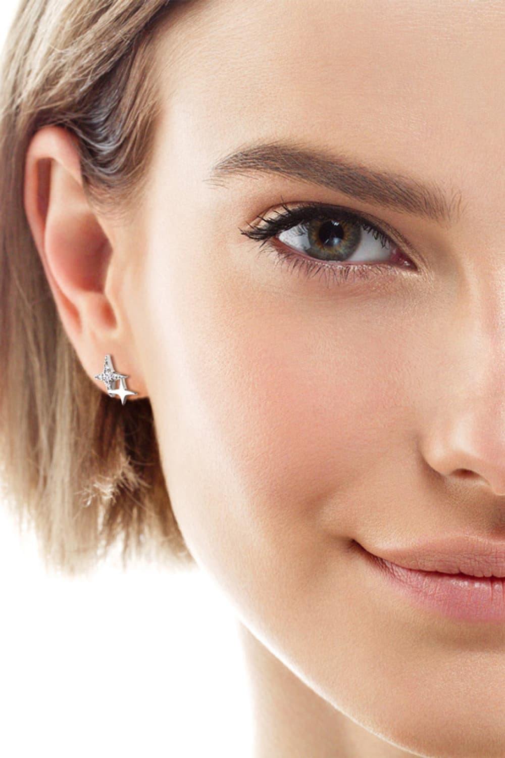 Moissanite 925 Sterling Silver Star Shape Earrings - Trendsi