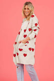 Heart Graphic Open Front Cardigan with Pockets - Trendsi - Flyclothing LLC