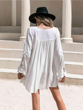 Lace Detail V-Neck Mini Dress - Trendsi