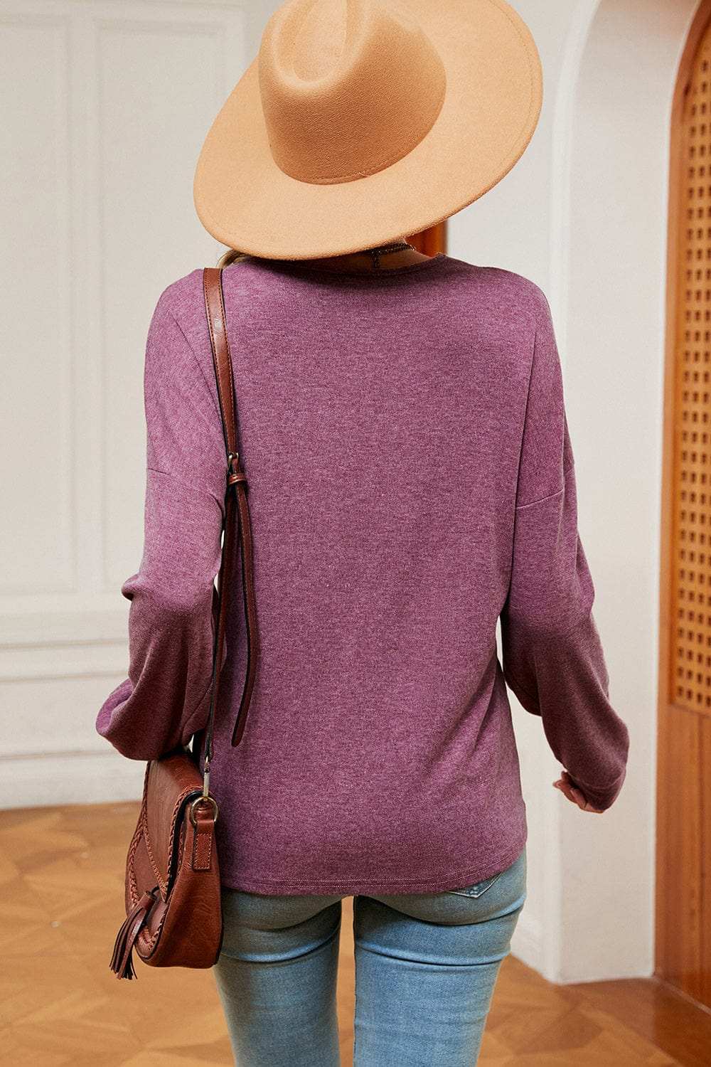 V-Neck Dropped Shoulder T-Shirt - Trendsi - Flyclothing LLC