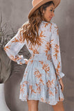 Floral Deep V Flounce Sleeve Mini Dress - Trendsi - Flyclothing LLC