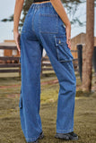 Loose Fit Long Jeans with Pockets - Trendsi