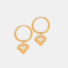 Heart Shape Lapis Lazuli Dangle Earrings - Trendsi