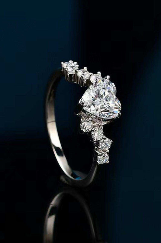 1 Carat Moissanite Heart 925 Sterling Silver Ring - Trendsi - Flyclothing LLC
