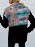 Geometric Drawstring Long-Sleeve Sweatshirt - Trendsi
