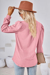 Notched Long Sleeve T-Shirt - Trendsi - Flyclothing LLC