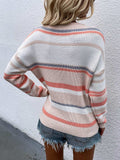 Striped Drop Shoulder Round Neck Pullover Sweater - Trendsi - Flyclothing LLC