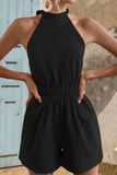 Halter Neck Tie Back Romper - Trendsi - Flyclothing LLC