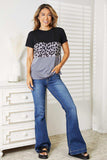 Double Take Leopard Print Color Block Short Sleeve T-Shirt - Trendsi - Flyclothing LLC