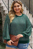 Plus Size Waffle-Knit Round Neck Dropped Shoulder Sweater - Trendsi - Flyclothing LLC