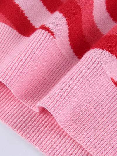 Heart Mock Neck Sweater Vest - Trendsi - Flyclothing LLC