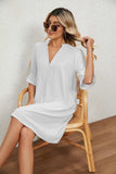 Notched Neck Flounce Sleeve Dress - Trendsi - Flyclothing LLC