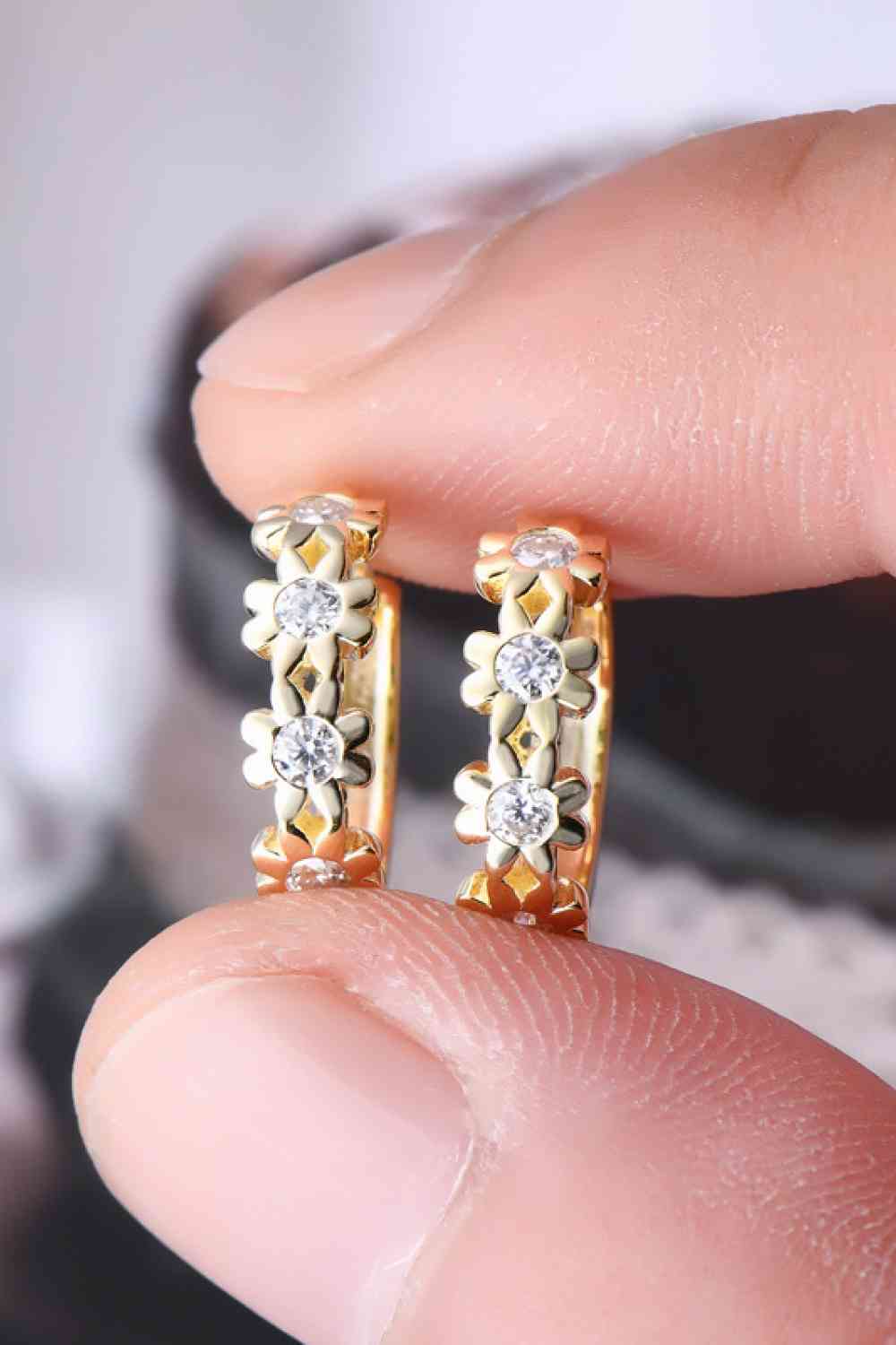 Moissanite 925 Sterling Silver Huggie Earrings - Trendsi - Flyclothing LLC