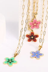 Flower Pendant Stainless Steel Necklace - Trendsi - Flyclothing LLC