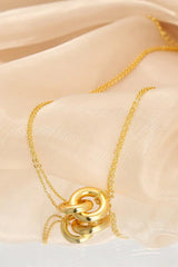 Linked Ring Pendant Chain Necklace - Trendsi - Flyclothing LLC