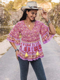 Tie Neck Babydoll Top - Trendsi - Flyclothing LLC