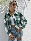 Plaid Dropped Shoulder Shirt Jacket - Trendsi