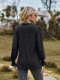 Notched Neck Flounce Sleeve Blouse - Trendsi - Flyclothing LLC