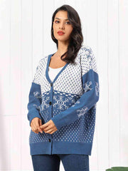 Snowflake Button Down Cardigan - Flyclothing LLC