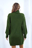 Openwork Turtleneck Long Sleeve Sweater Dress - Trendsi - Flyclothing LLC