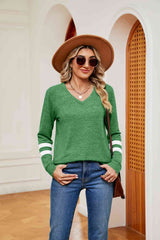 V-Neck Long Sleeve T-Shirt - Trendsi - Flyclothing LLC