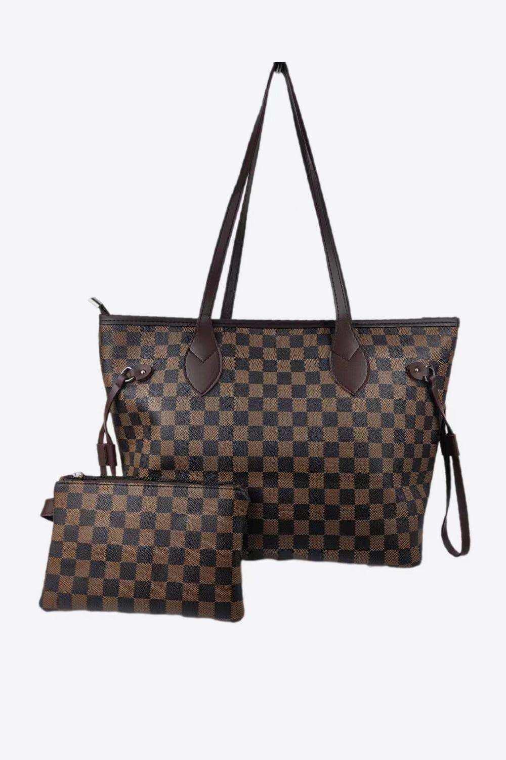 Checkered PVC Two-Piece Bag Set - Trendsi - Flyclothing LLC