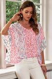 Mixed Print V-Neck Blouse - Trendsi - Flyclothing LLC