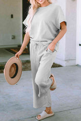 Short Sleeve Top and Pants Set - Trendsi - Flyclothing LLC