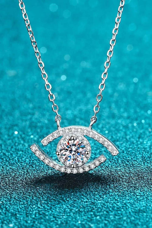 Moissanite Evil Eye Pendant 925 Sterling Silver Necklace - Trendsi - Flyclothing LLC