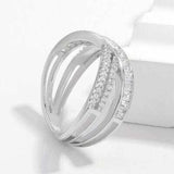 X Shape Inlaid Zircon 925 Sterling Silver Ring - Trendsi - Flyclothing LLC