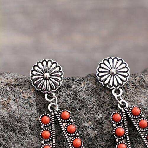 Alloy Beaded Teardrop Earrings - Trendsi - Flyclothing LLC