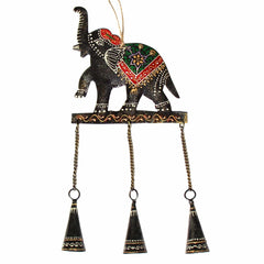 Embossed Elephant Chime, Hand-painted Recycled Iron - Asha Handicrafts