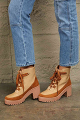East Lion Corp Lace Up Lug Booties - Trendsi - Flyclothing LLC