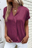 Notched Short Sleeve Blouse - Trendsi - Flyclothing LLC