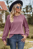 Eyelet Round Neck Long Sleeve T-Shirt - Trendsi - Flyclothing LLC