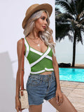 Contrast Crisscross Knit Tank - Trendsi - Flyclothing LLC