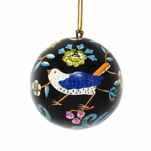 Handpainted Ornament Birds and Flowers, Black - Pack of 3 - Asha Handicrafts
