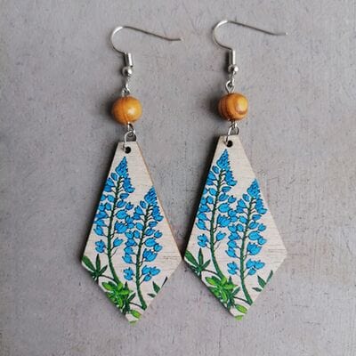 Floral Wooden Teardrop Earrings - Trendsi