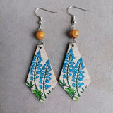 Floral Wooden Teardrop Earrings - Trendsi