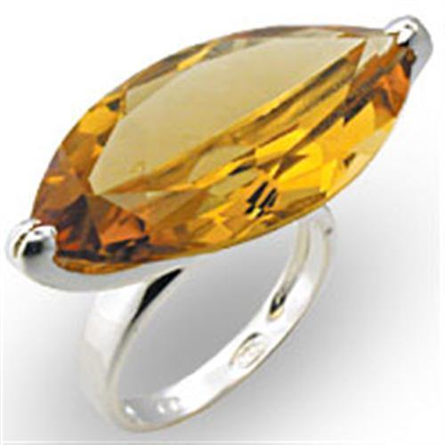 Alamode High-Polished 925 Sterling Silver Ring with AAA Grade CZ in Citrine - Alamode