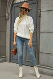 Cable-Knit Turtle Neck Long Sleeve Sweater - Trendsi - Flyclothing LLC