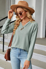 V-Neck Long Sleeve T-Shirt - Trendsi - Flyclothing LLC