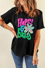 Letter Graphic Round Neck T-Shirt - Trendsi - Flyclothing LLC