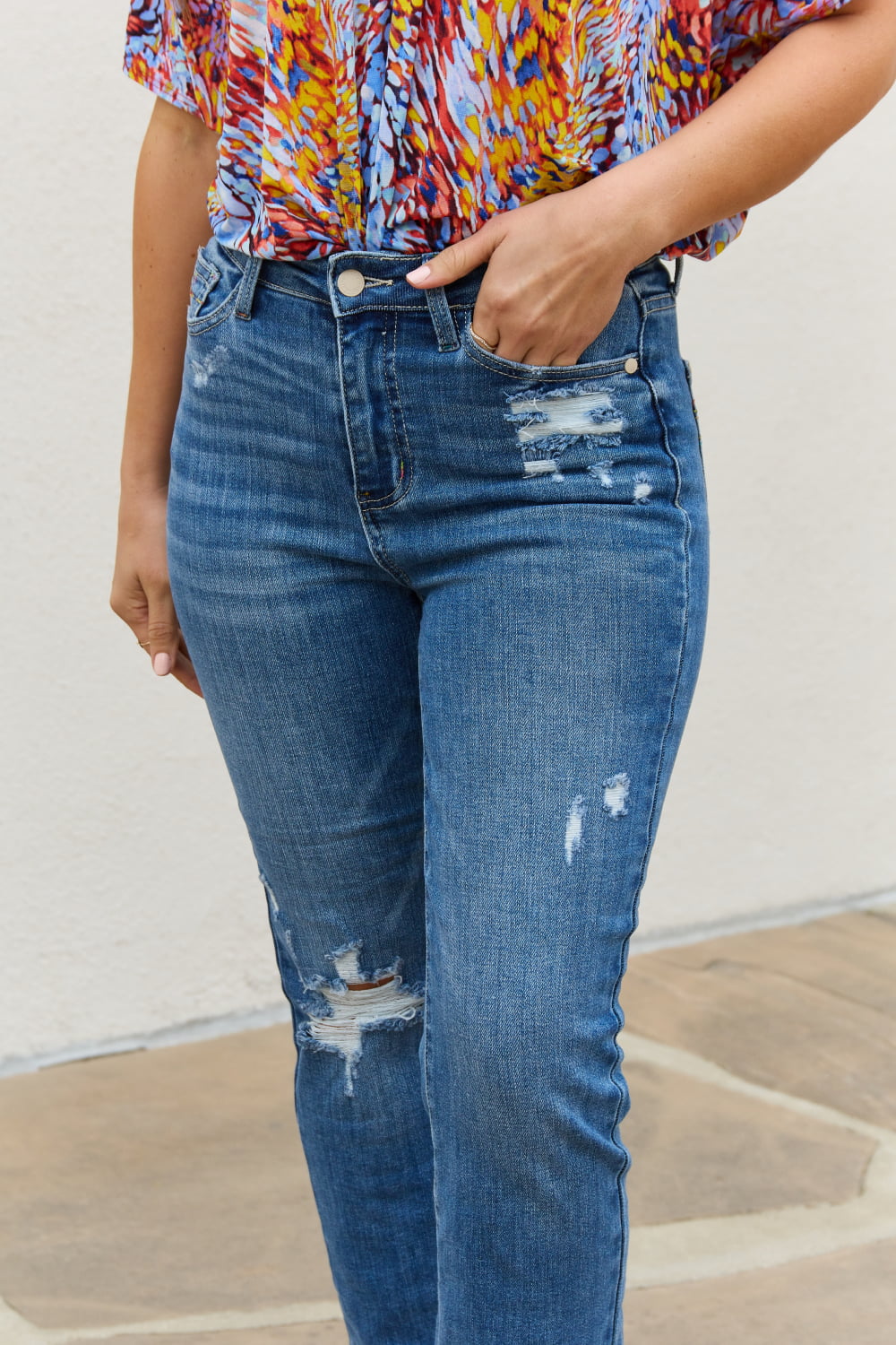 Judy Blue Theresa Full Size High Waisted Ankle Distressed Straight Jea –  Flyclothing LLC | High Waist Jeans